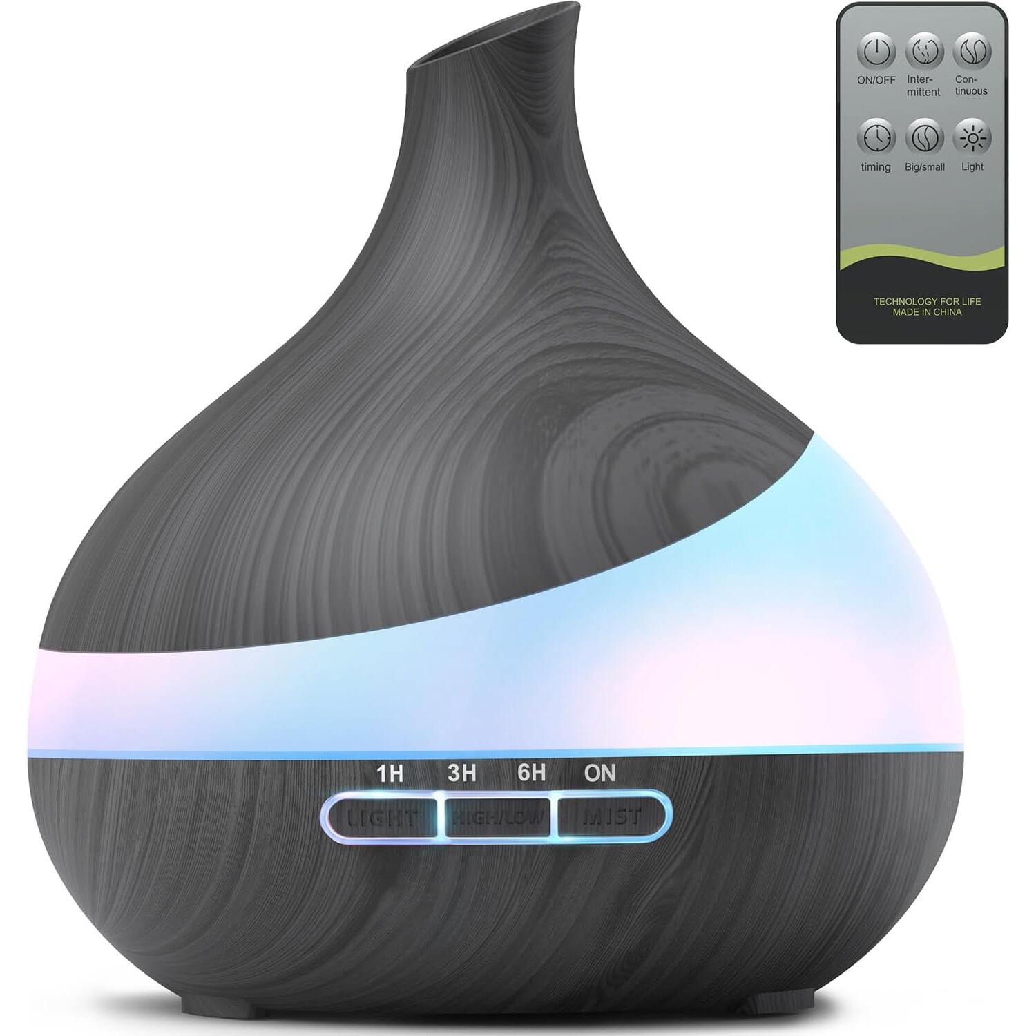 ZenMist Dark Wood Grain Ultrasonic Diffuser