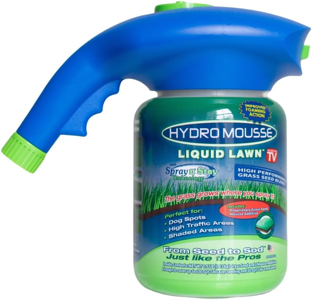 Hydro Mousse Liquid Lawn System \u2013 Grass Seed Spray Kit for Spot Repair & Full Lawn Seeding \u2013 Easy-to-Use Lawn Patch Solution for All Grass Types